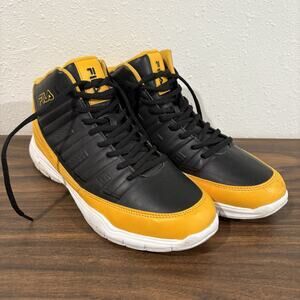 FILA SKAVER LEATHER TRAINERS ATHLETIC SPORTS MEN SHOES BLACK YELLOW SIZE 12